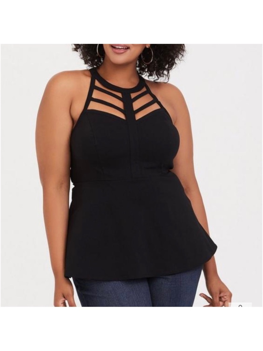 TORRID Bengaline High Neck Cage Front Top
Size 3X Black